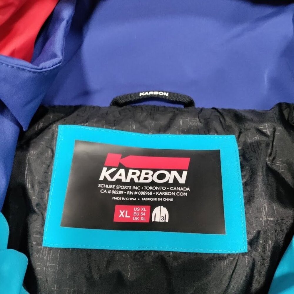 Karbon Sportswear Blue Insulated Hooded Warm Winter Ski Coat Jacket Men's XL - Picture 12 of 16